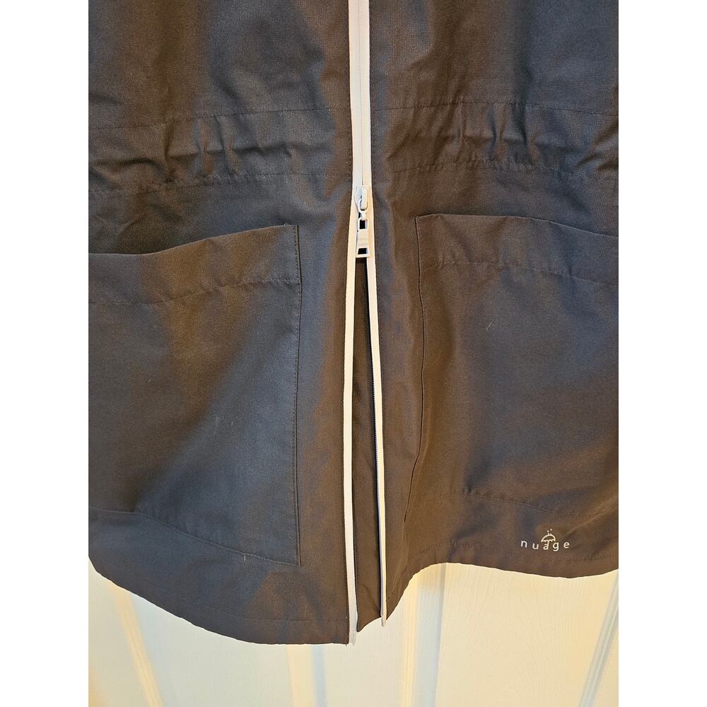Nuage Women’s Medium Black Hooded Rain Jacket Waterproof Long Coat M - Picture 6 of 10